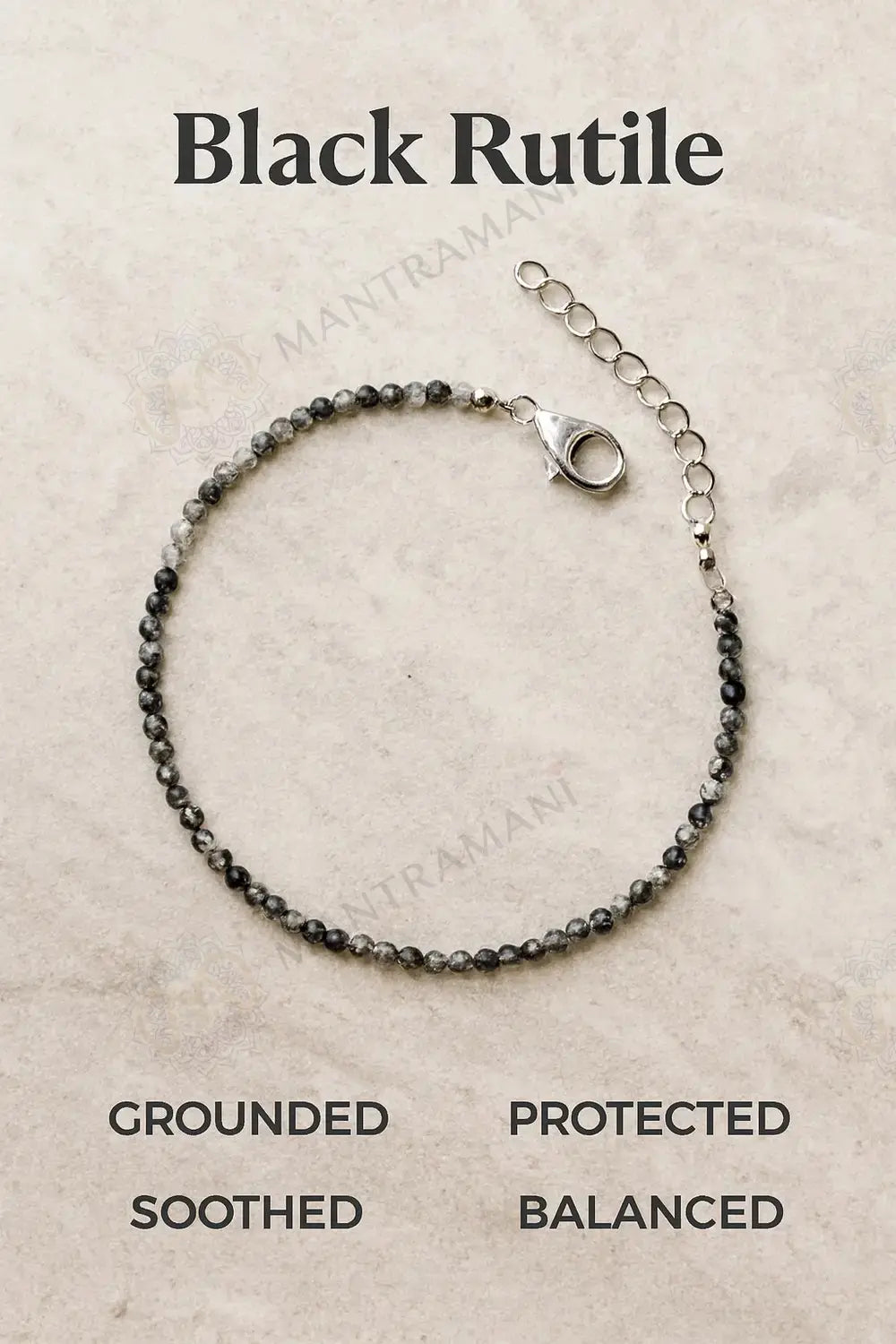 MantraMani® Black Rutilated Quartz Anklet