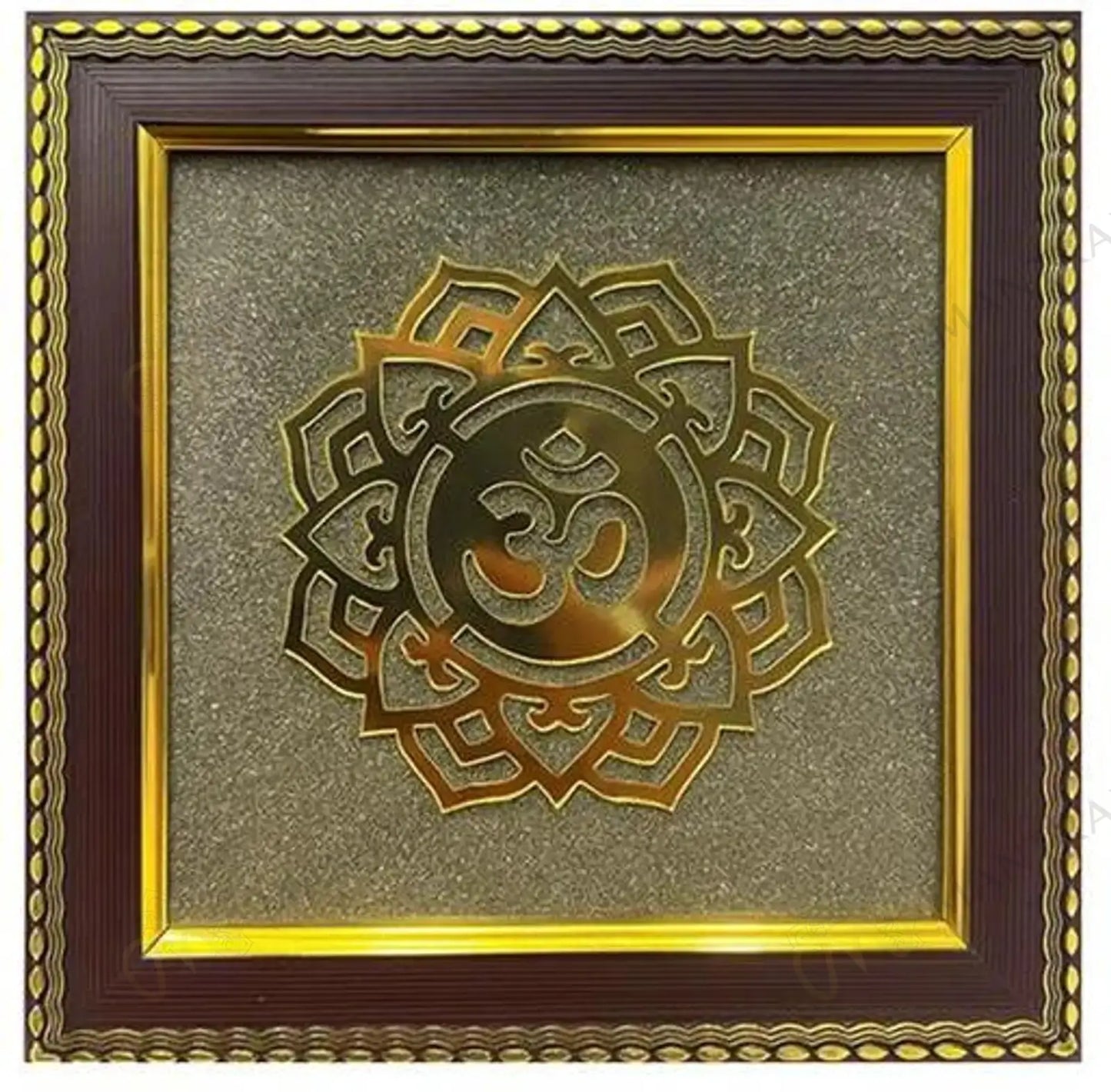 MantraMani® Om Symbol Raw Pyrite Frame | Meditative Mandala for Peace & Cosmic Energy