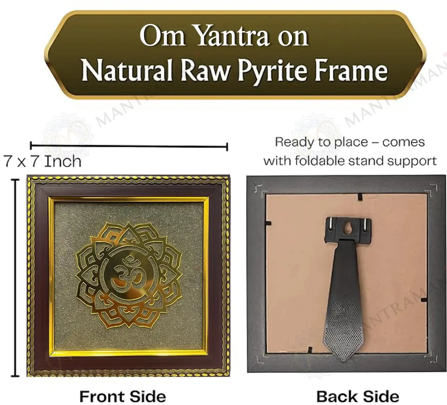 MantraMani® Om Symbol Raw Pyrite Frame | Meditative Mandala for Peace & Cosmic Energy