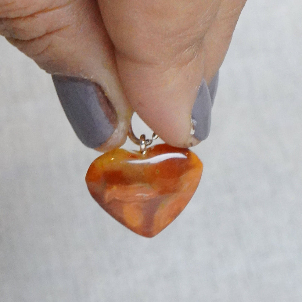 MantraMani® Orange Carnelian Crystal Heart Pendant