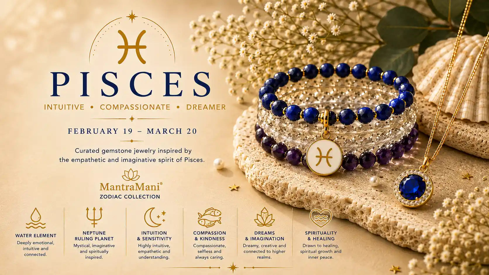 Pisces Birthstone Bracelets & Zodiac Jewelry