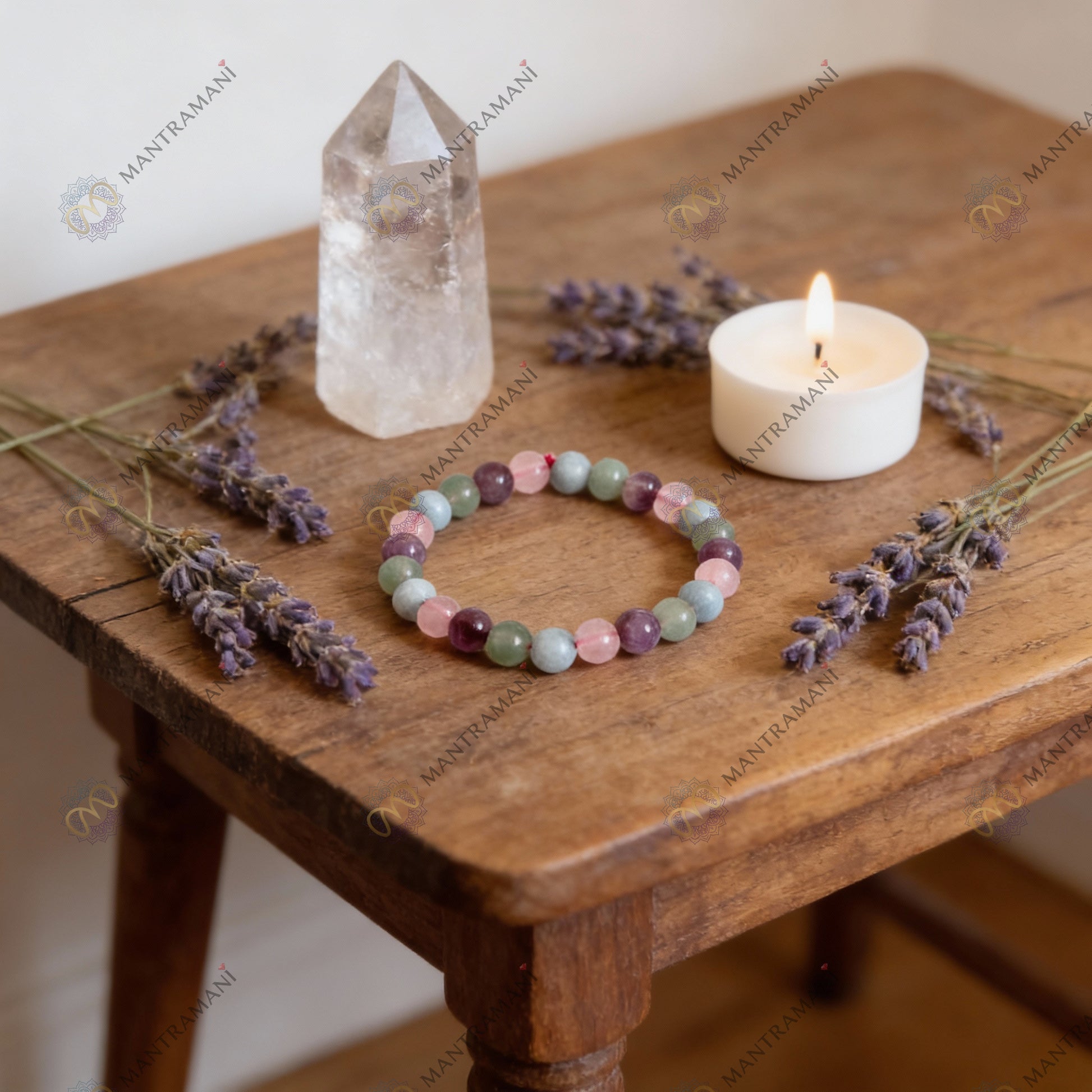 Pisces Zodiac Birthstone Crystal Bracelet- 8 mm- Meen Rashi Crystal Bracelet