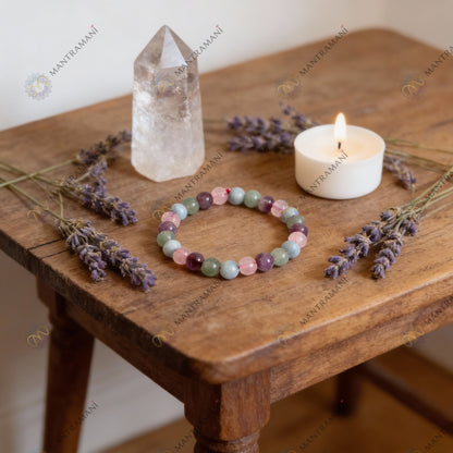 Pisces Zodiac Birthstone Crystal Bracelet- 8 mm- Meen Rashi Crystal Bracelet