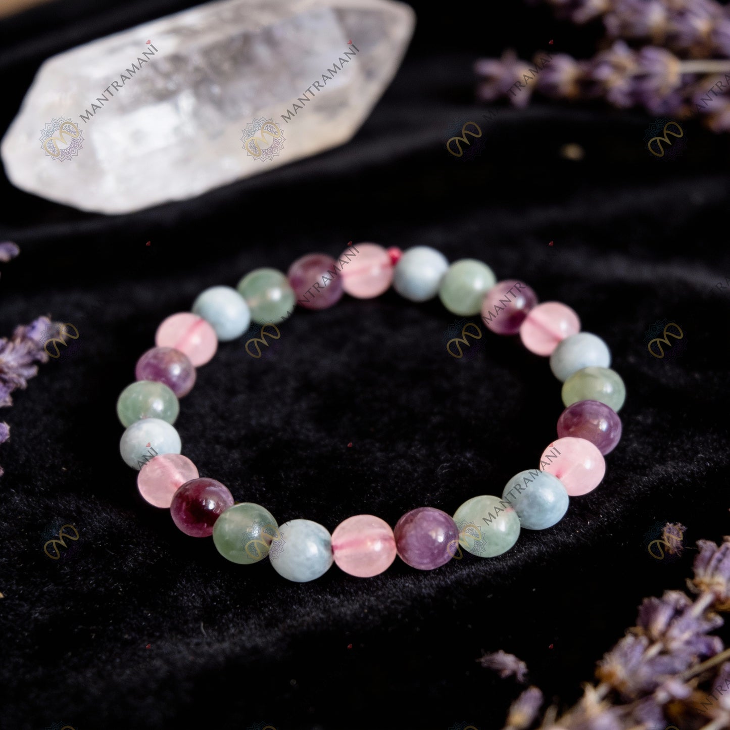 Pisces Zodiac Birthstone Crystal Bracelet- 8 mm- Meen Rashi Crystal Bracelet