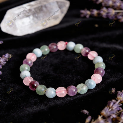 Pisces Zodiac Birthstone Crystal Bracelet- 8 mm- Meen Rashi Crystal Bracelet
