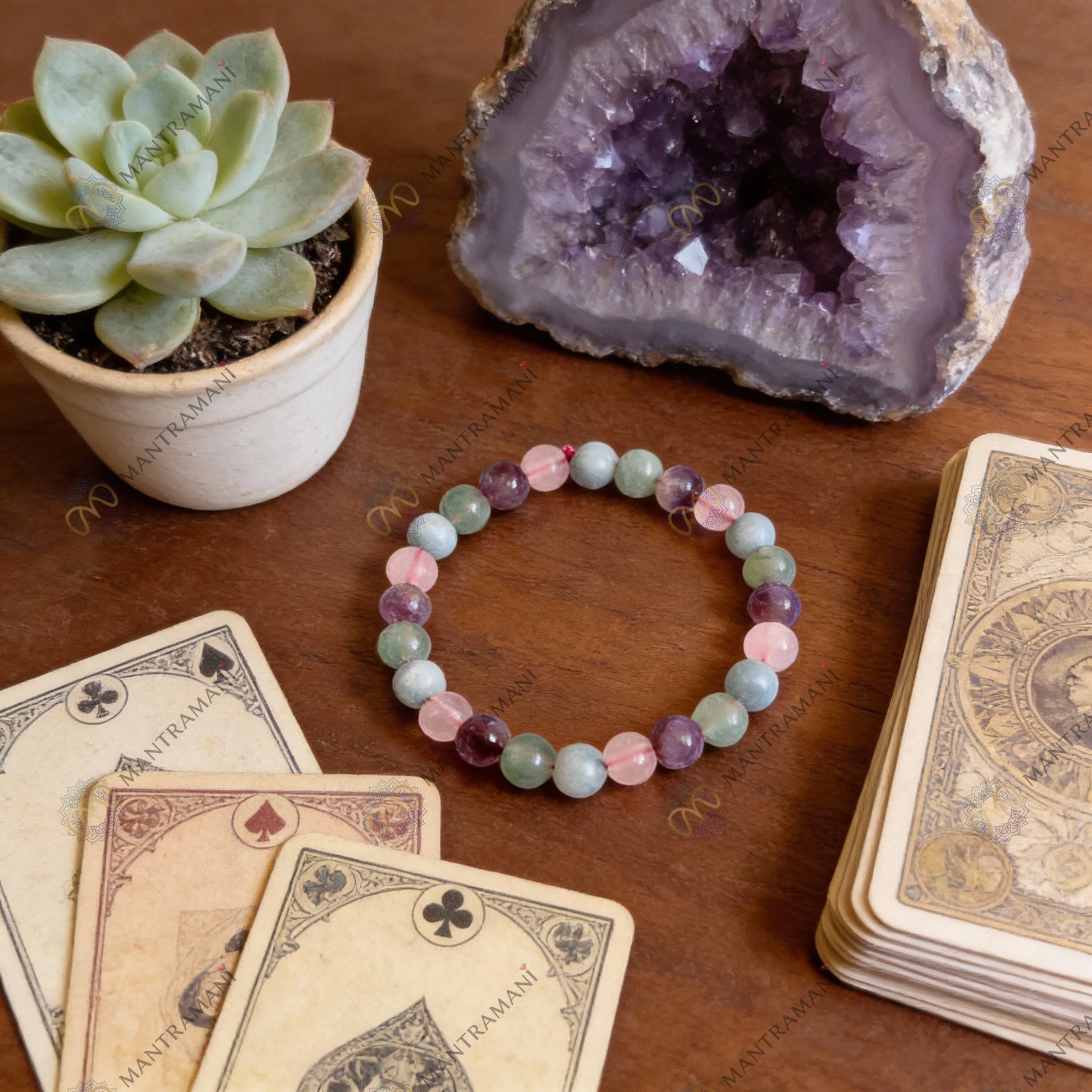 Pisces Zodiac Birthstone Crystal Bracelet- 8 mm- Meen Rashi Crystal Bracelet