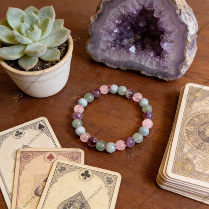 Pisces Zodiac Birthstone Crystal Bracelet- 8 mm- Meen Rashi Crystal Bracelet