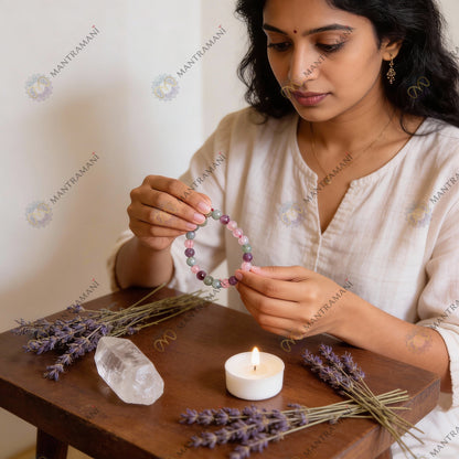 Pisces Zodiac Birthstone Crystal Bracelet- 8 mm- Meen Rashi Crystal Bracelet