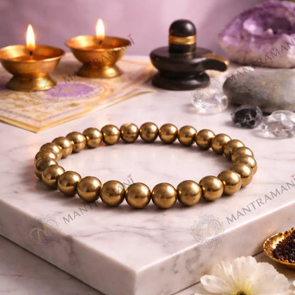 MantraMani® Original Raw Pyrite Bracelet — Wealth Magnet • Prosperity Shield • Energy Protection | Certified Natural Stone