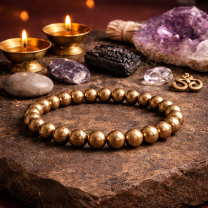 MantraMani® Original Raw Pyrite Bracelet — Wealth Magnet • Prosperity Shield • Energy Protection | Certified Natural Stone