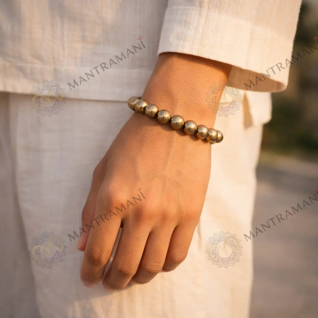 MantraMani® Original Raw Pyrite Bracelet — Wealth Magnet • Prosperity Shield • Energy Protection | Certified Natural Stone