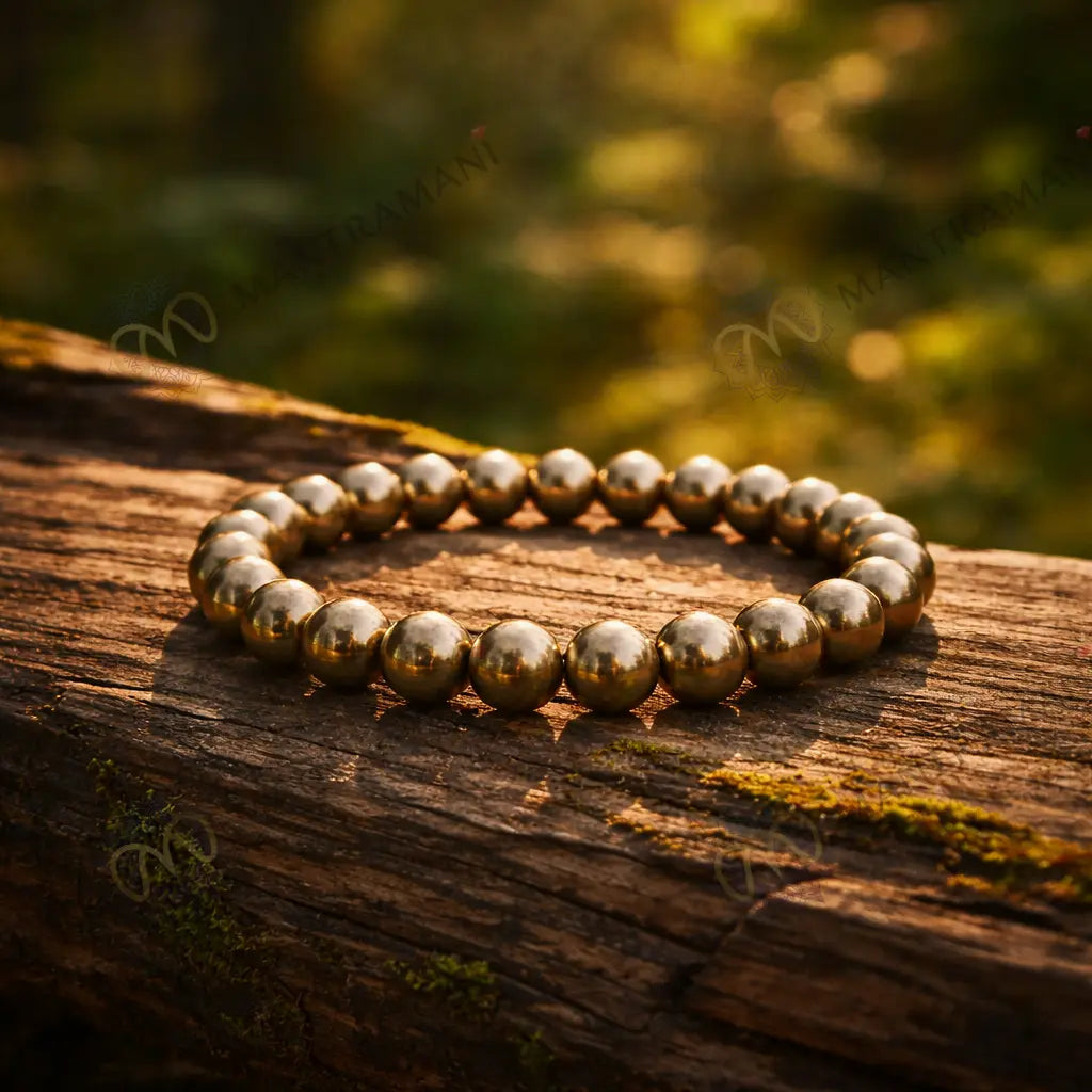 MantraMani® Original Raw Pyrite Bracelet — Wealth Magnet • Prosperity Shield • Energy Protection | Certified Natural Stone