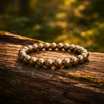 MantraMani® Original Raw Pyrite Bracelet — Wealth Magnet • Prosperity Shield • Energy Protection | Certified Natural Stone