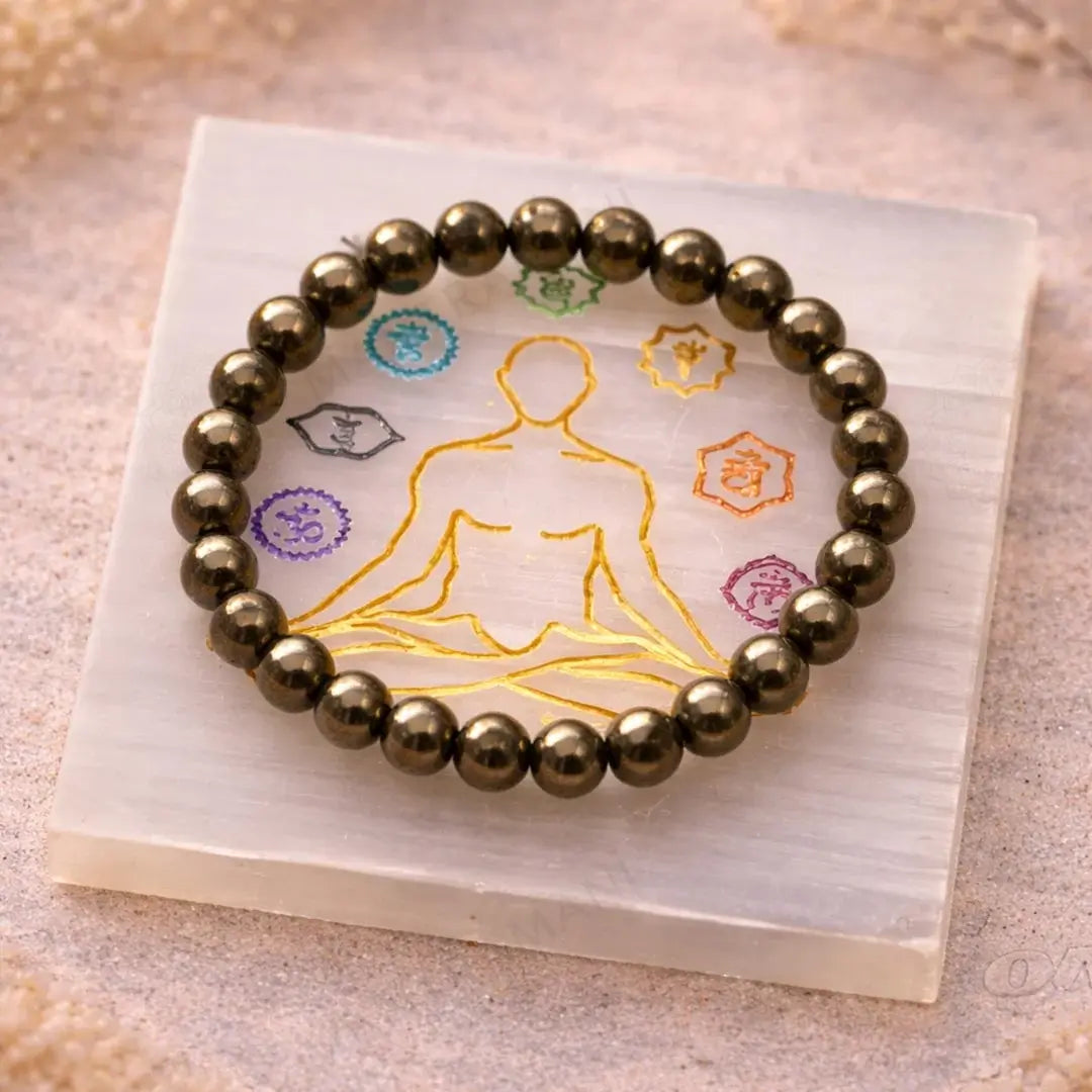 MantraMani® Pyrite Bracelet – Wealth, Prosperity & Business Success