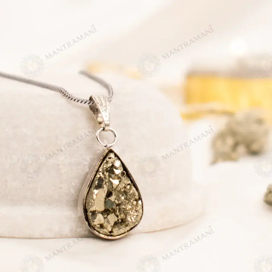 MantraMani® Raw Pyrite Pendant