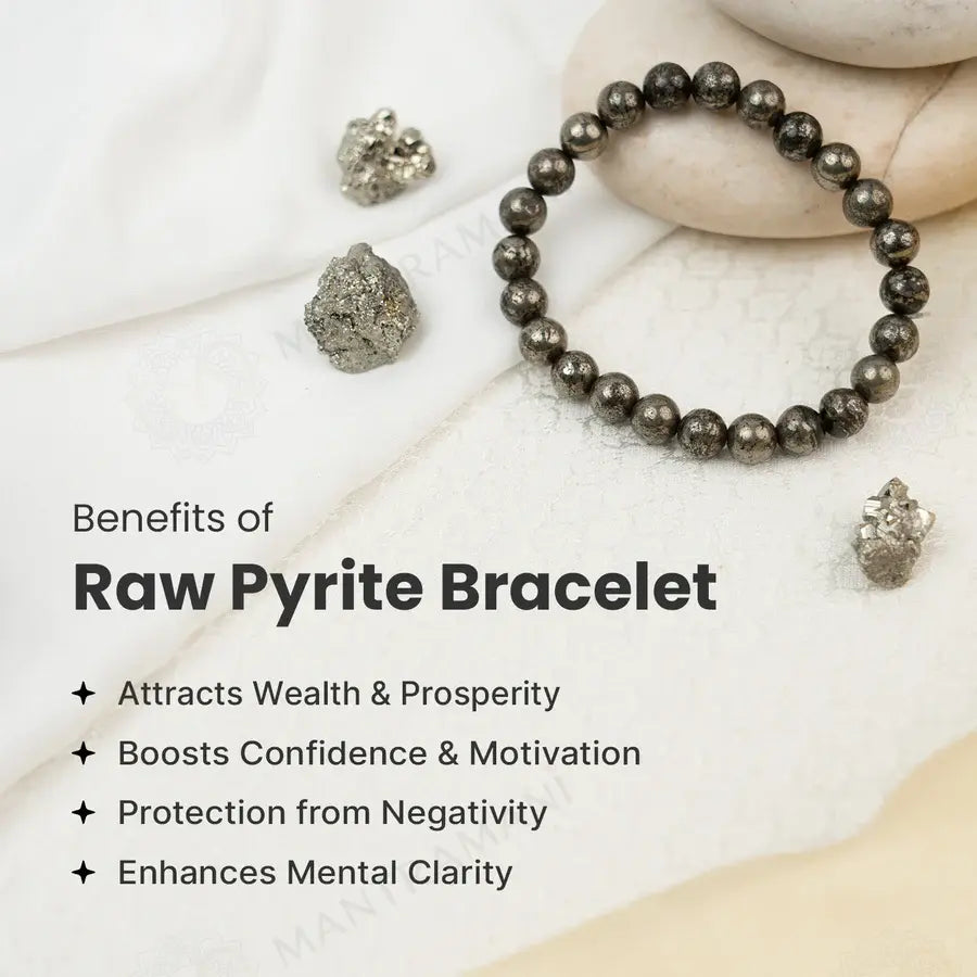 MantraMani® Pyrite Bracelet – Wealth, Prosperity & Business Success
