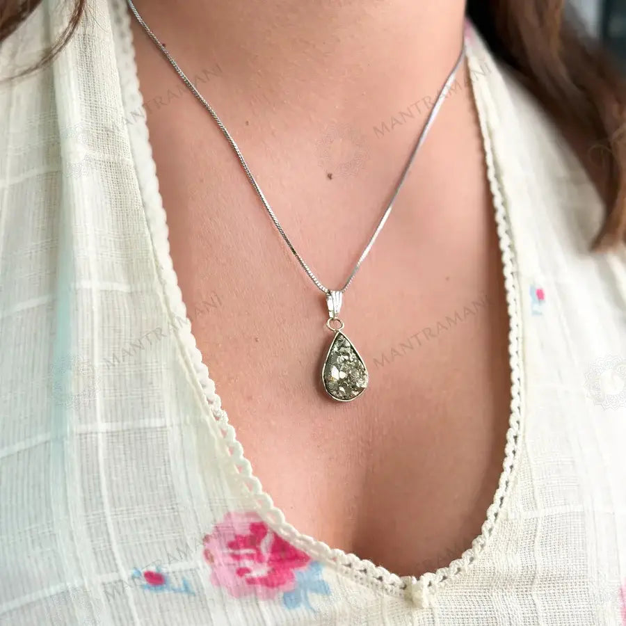 MantraMani® Raw Pyrite Pendant