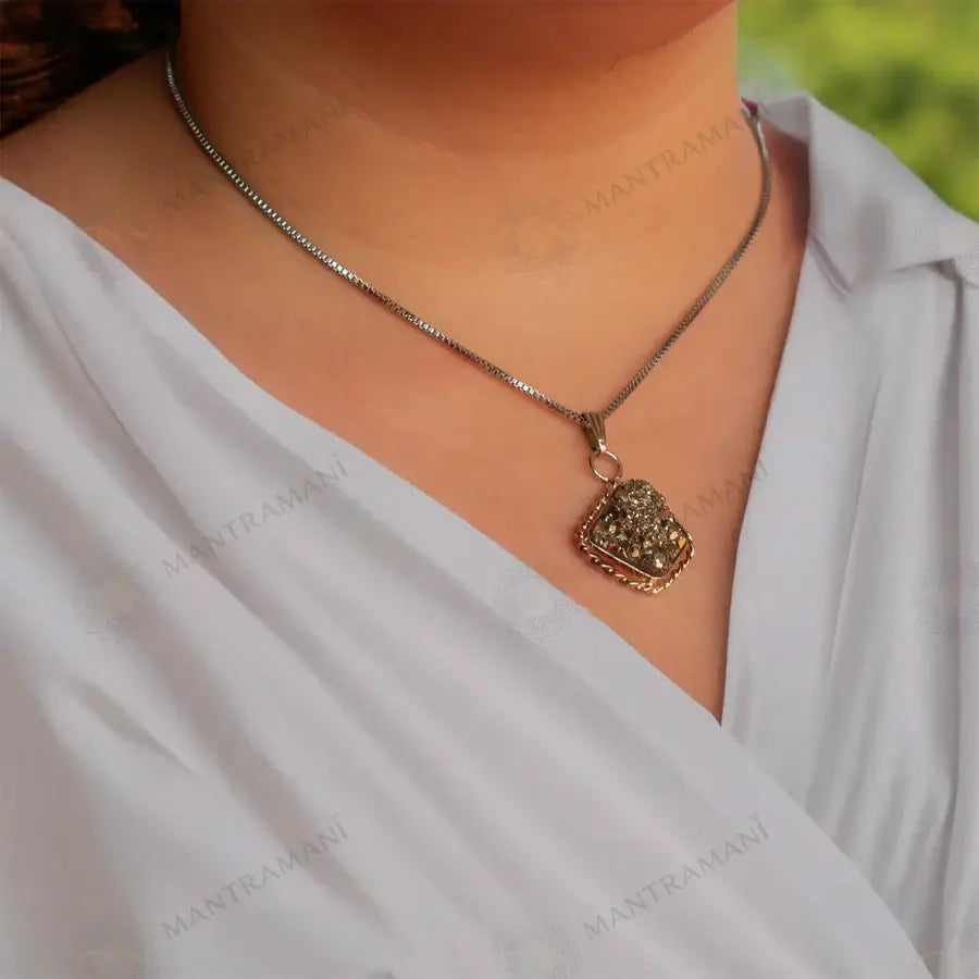 MantraMani® Raw Pyrite Pendant