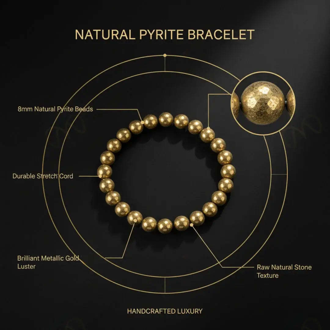 MantraMani® Pyrite Bracelet – Wealth, Prosperity & Business Success