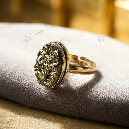 MantraMani® Pyrite Ring: Attracts Wealth and Abundance