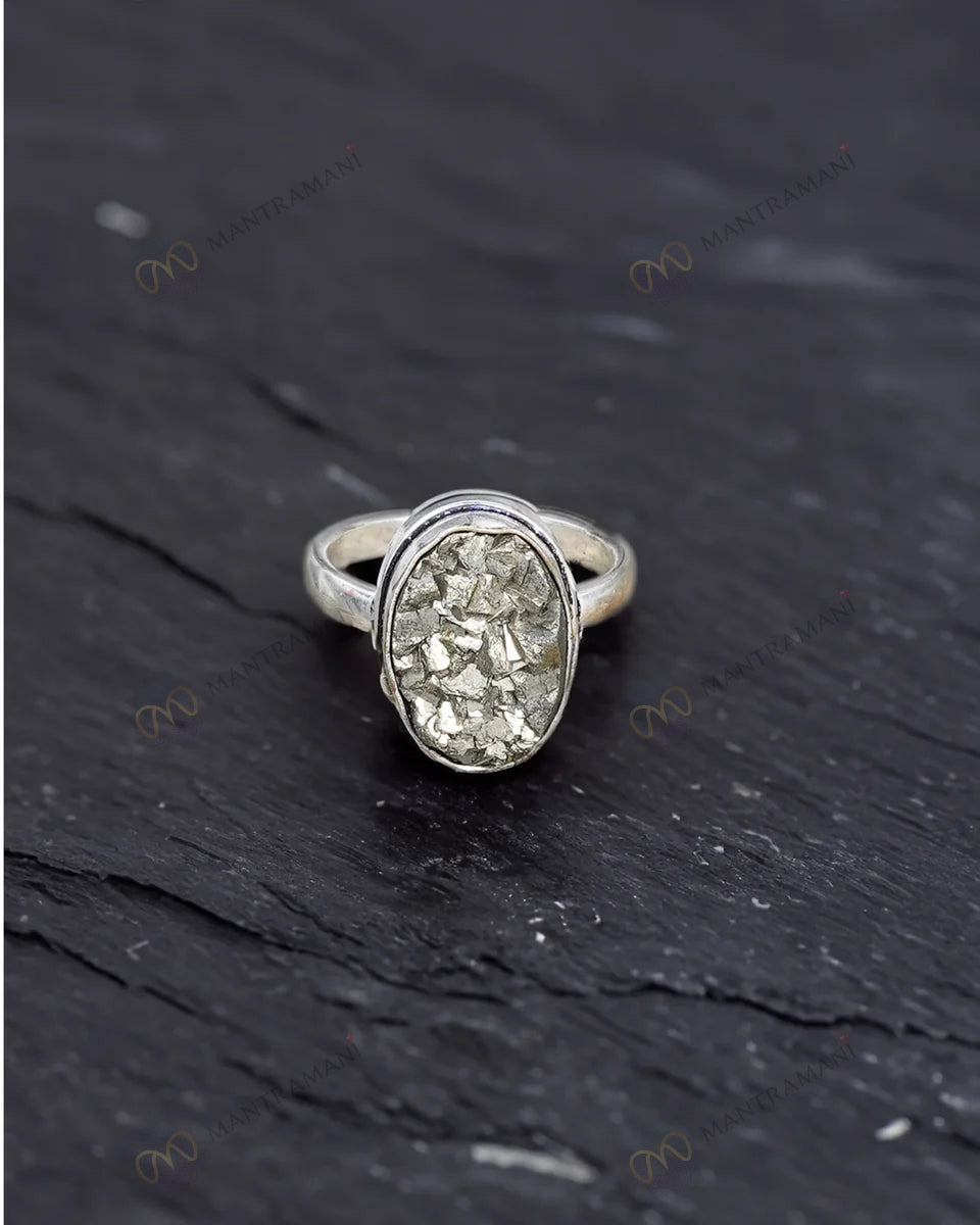 MantraMani® Pyrite Ring: Attracts Wealth and Abundance