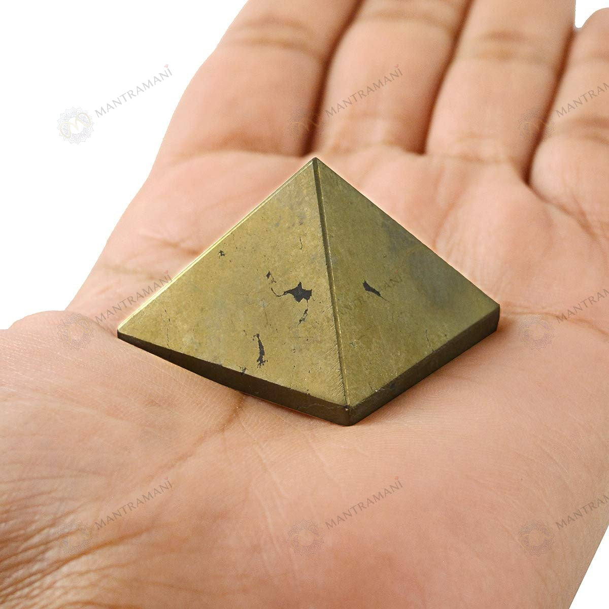MantraMani® Pyrite Small Pyramid – Wealth Attraction & Protection Crystal