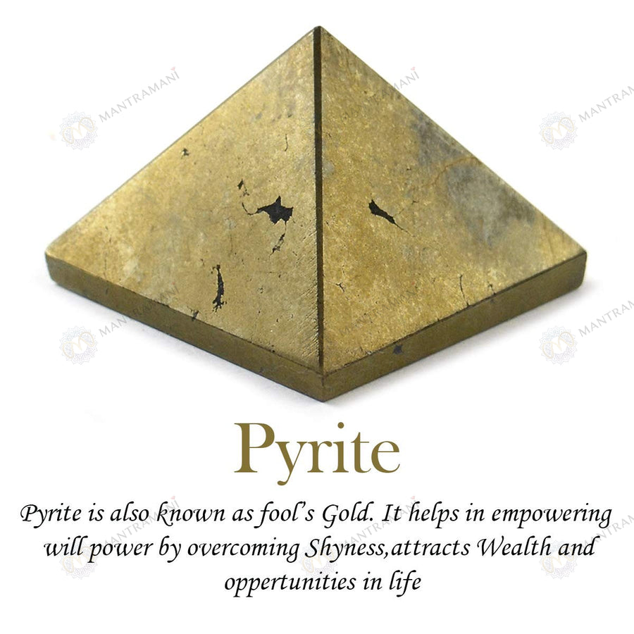MantraMani® Pyrite Small Pyramid – Wealth Attraction & Protection Crystal