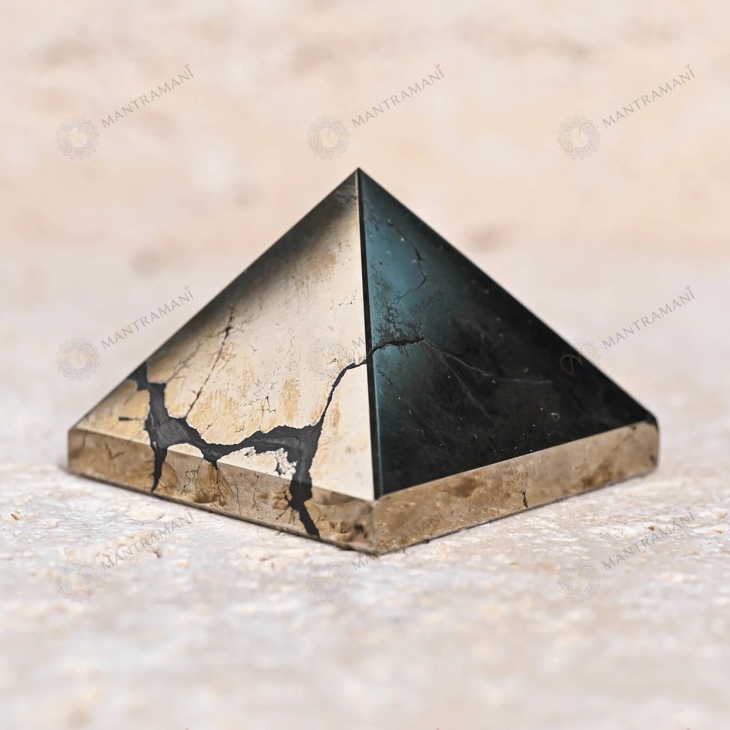 MantraMani® Pyrite Small Pyramid – Wealth Attraction & Protection Crystal