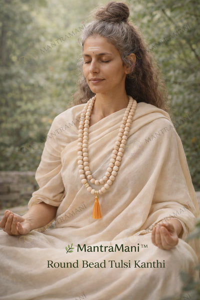 MantraMani® Round Bead Tulsi Kanthi Mala -Vrindavan Edition gemstone bracelet