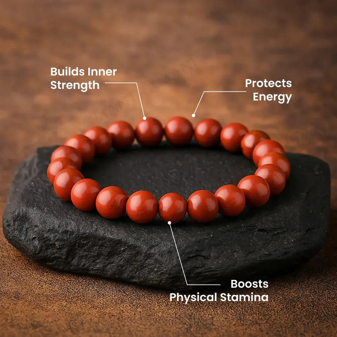 MantraMani® Red Jasper Bracelet – Strength, Stability & Root Chakra Energy