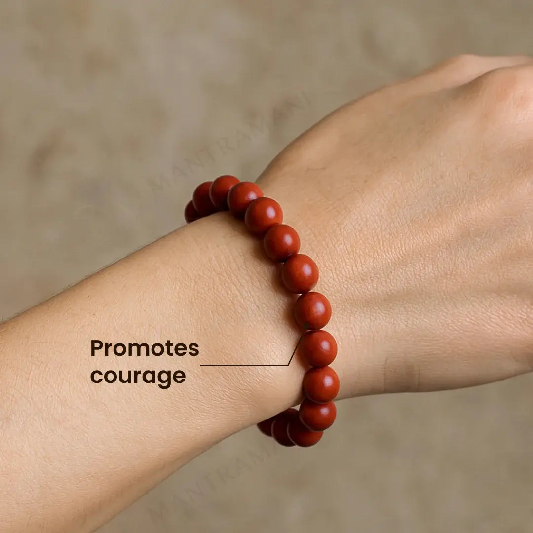MantraMani® Red Jasper Bracelet – Strength, Stability & Root Chakra Energy
