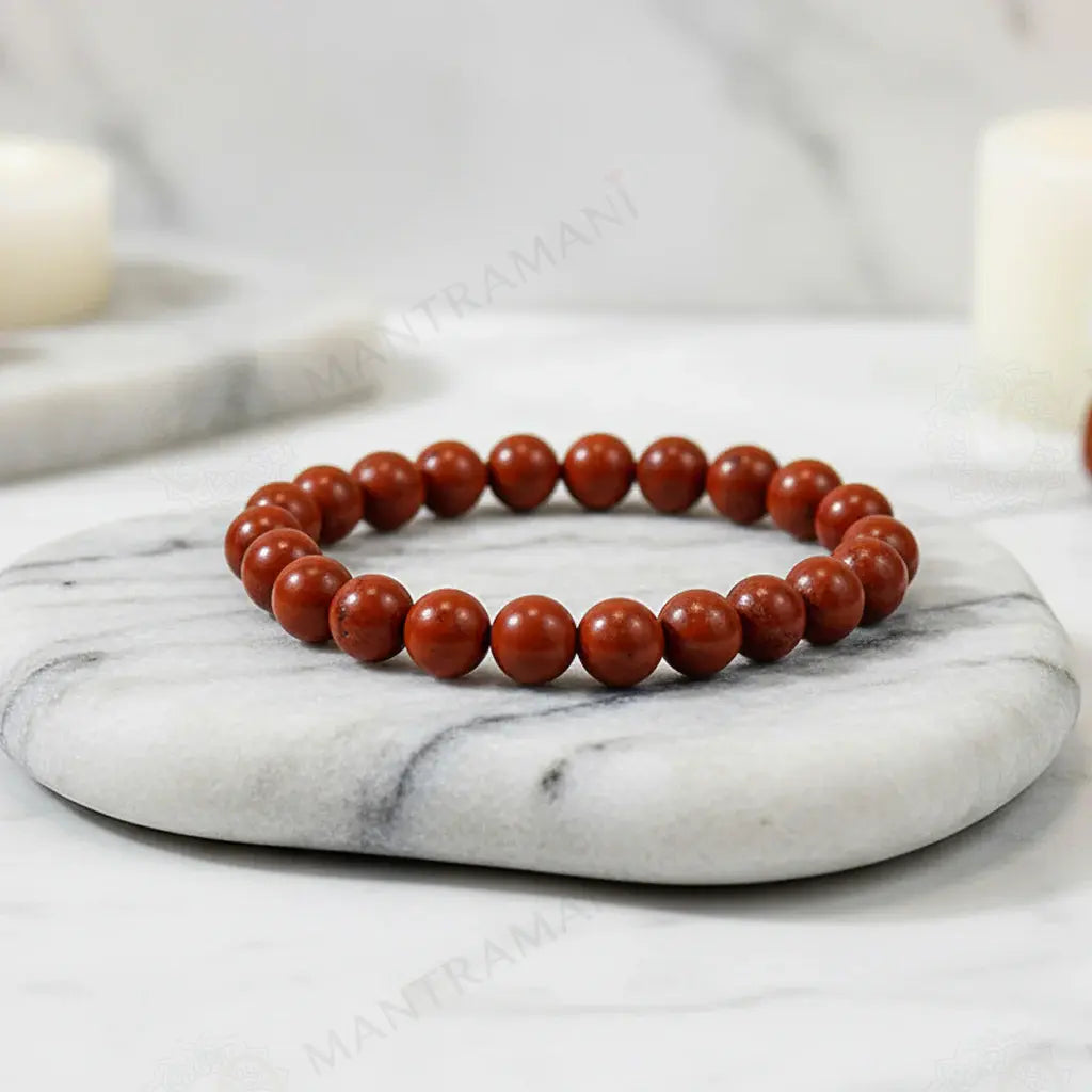 MantraMani® Red Jasper Bracelet – Strength, Stability & Root Chakra Energy