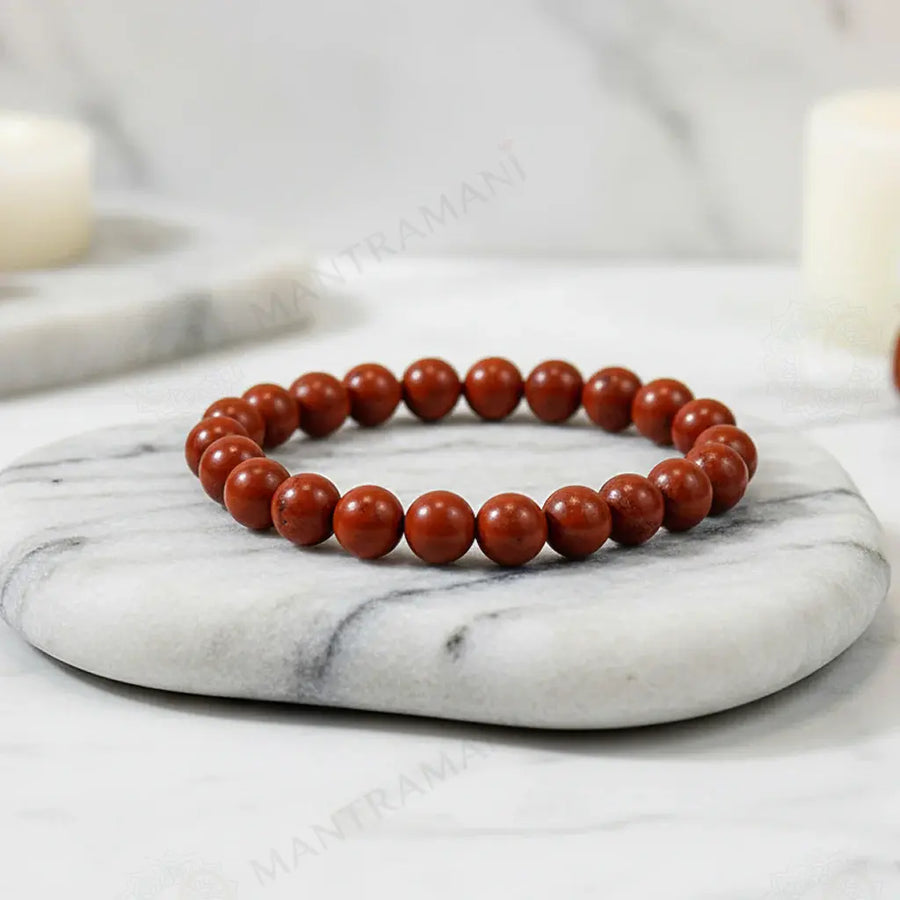 MantraMani® Red Jasper Bracelet – Strength, Stability & Root Chakra Energy