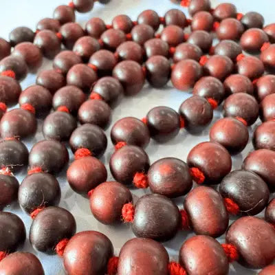 MantraMani® Red Sandalwood Beads Mala  | Plain Round Smooth Rakta Chandan  Mala |  6mm
