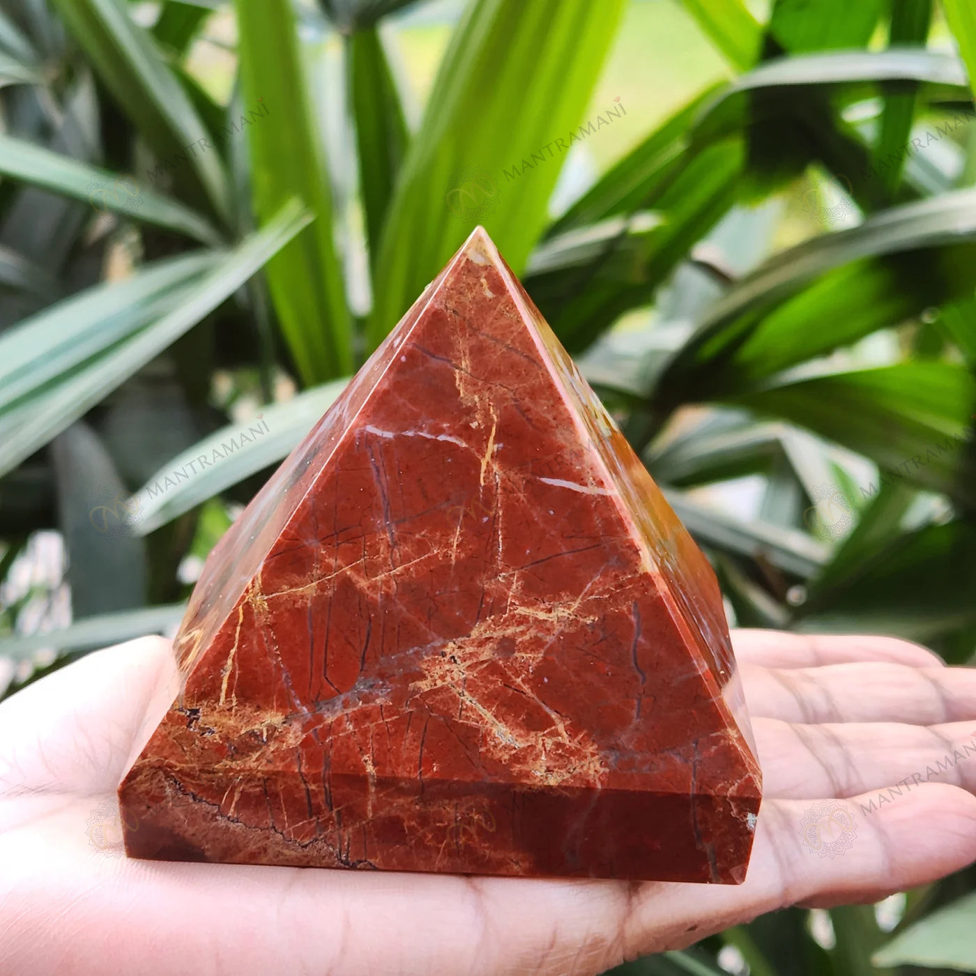 MantraMani® Red Jasper Crystal Pyramid – Strength, Courage & Stability Energy