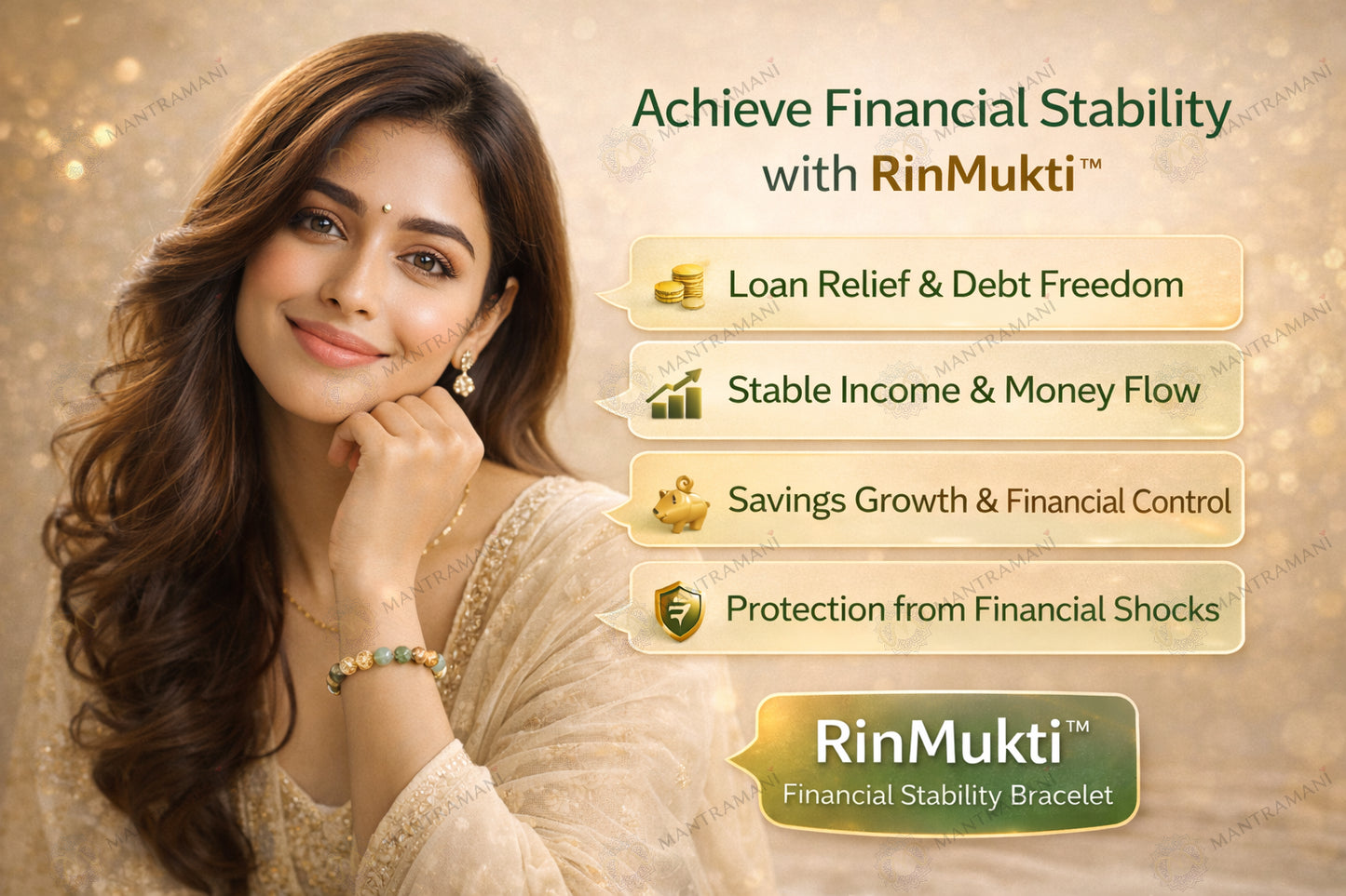 MantraMani® RinMukti™ — Financial Stability Bracelet for Savings, Karz Mukti & Money Flow