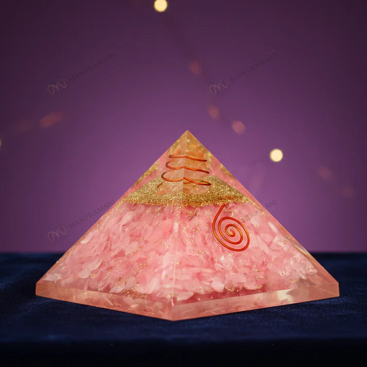 MantraMani® Rose Quartz Pyramid – Love, Relationship & Heart Chakra Healing