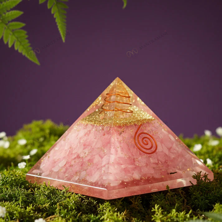 MantraMani® Rose Quartz Pyramid – Love, Relationship & Heart Chakra Healing