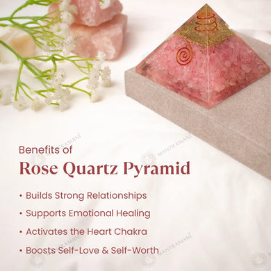 MantraMani® Rose Quartz Pyramid – Love, Relationship & Heart Chakra Healing