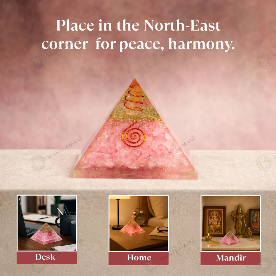 MantraMani® Rose Quartz Pyramid – Love, Relationship & Heart Chakra Healing