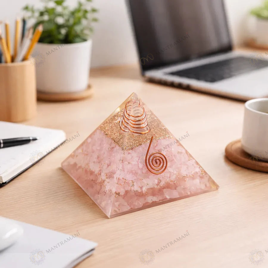 MantraMani® Rose Quartz Pyramid – Love, Relationship & Heart Chakra Healing