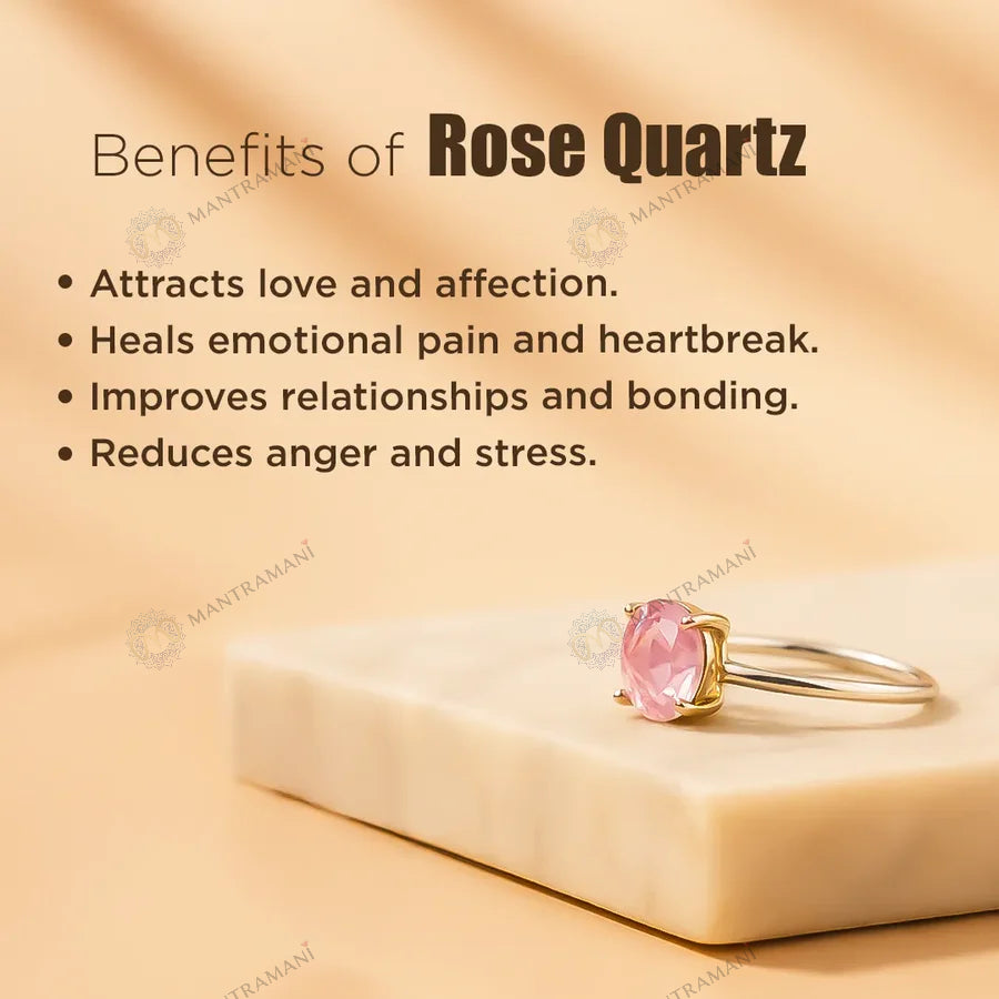 MantraMani® Rose Quartz Ring: Relationship & Love