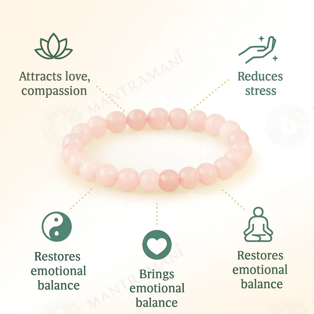 MantraMani® Rose Quartz Bracelet – Love, Emotional Healing & Self Love