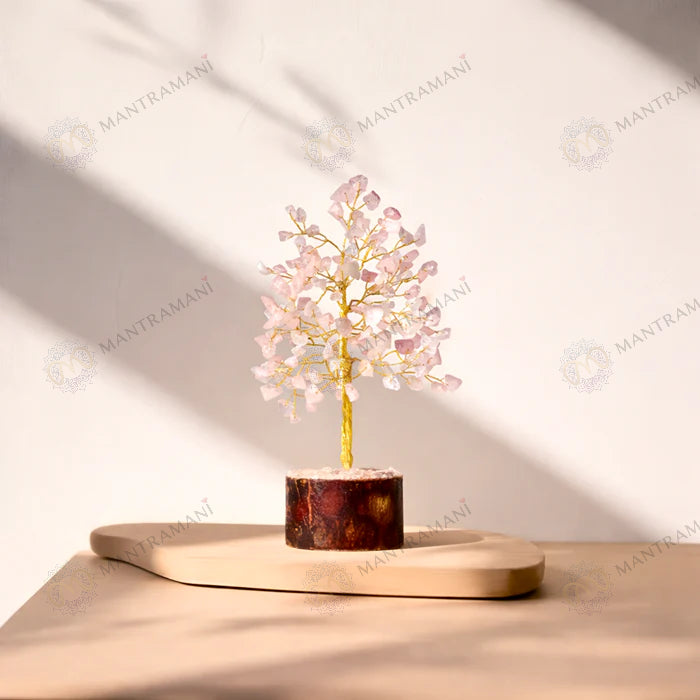 MantraMani® Rose Quartz Tree : Improve Love, Relationship & Emotional Connection