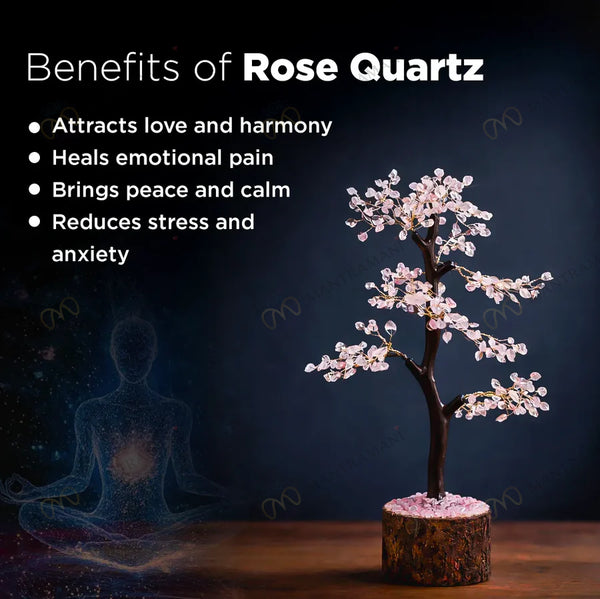 MantraMani® Rose Quartz Tree : Improve Love, Relationship & Emotional Connection