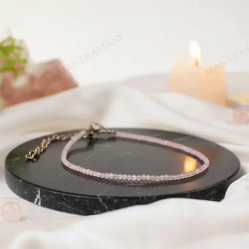 MantraMani® Rose Quartz Diamond Cut Anklet: Improve Love, Relationship & Emotional Connection