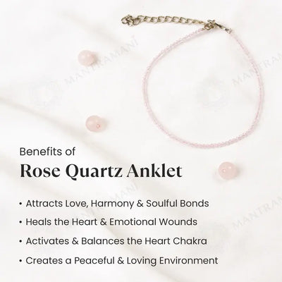 MantraMani® Rose Quartz Anklet - Love, Beauty, Self Love and Emotional Balance for Anklet