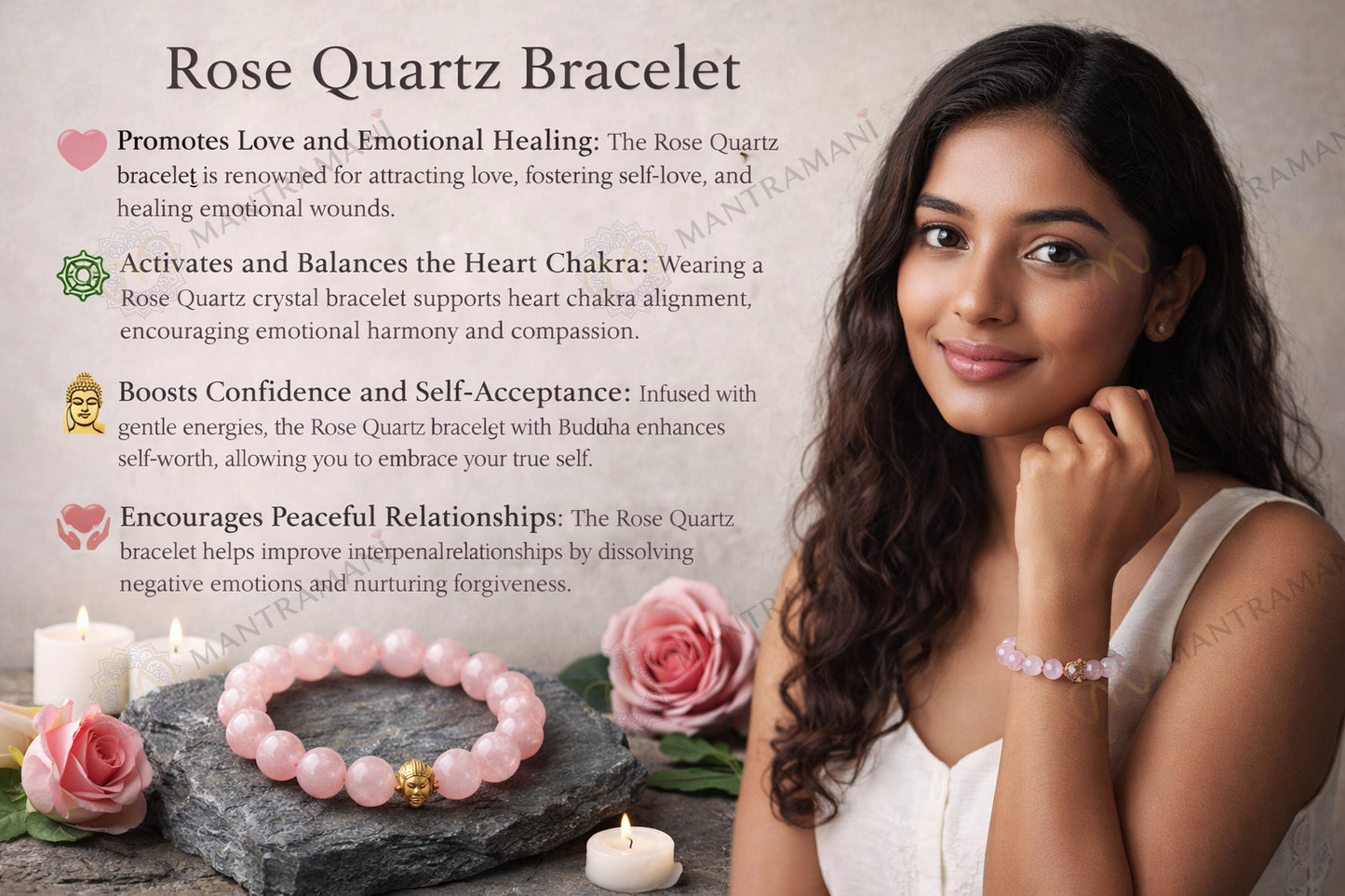 MantraMani® Éclat Roselle™ Rose Quartz Bracelet