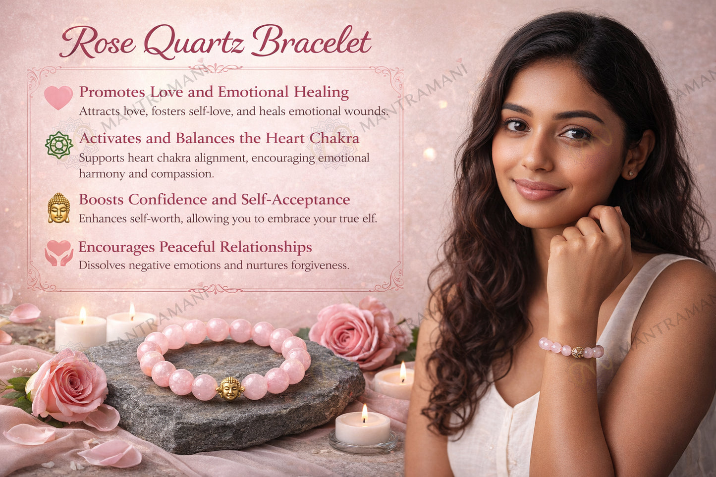 MantraMani® Éclat Roselle™ Rose Quartz Bracelet
