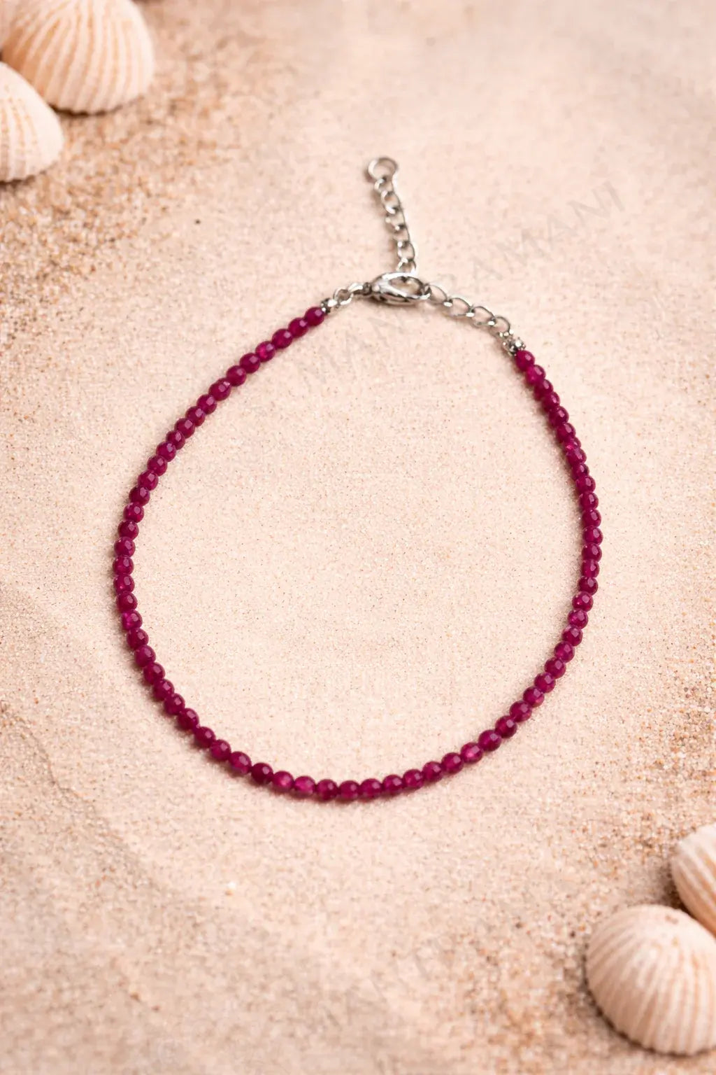 MantraMani® Radiance Ruby Anklet 3mm – For confidence, courage & inner fire